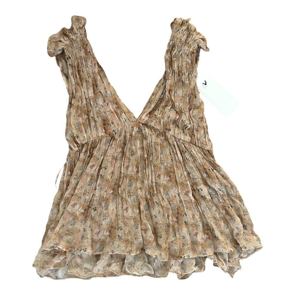 Zara Floral Ruffle Sleeve Top